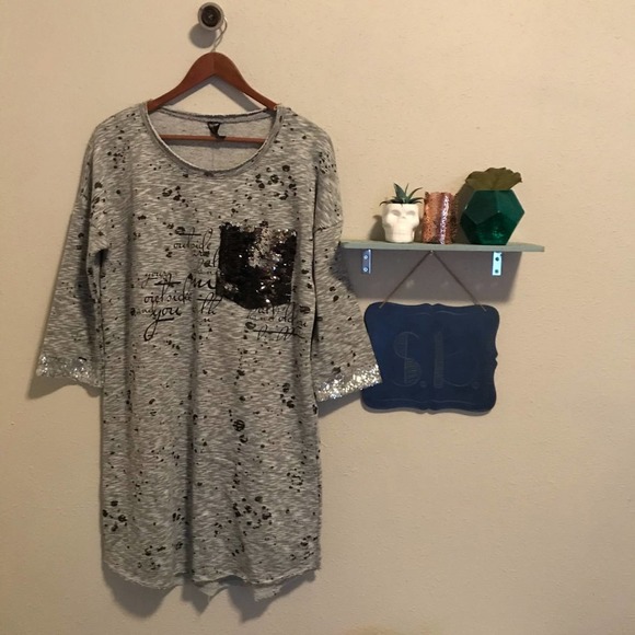 Zarga grey sequin sweater dress size M - Picture 1 of 5